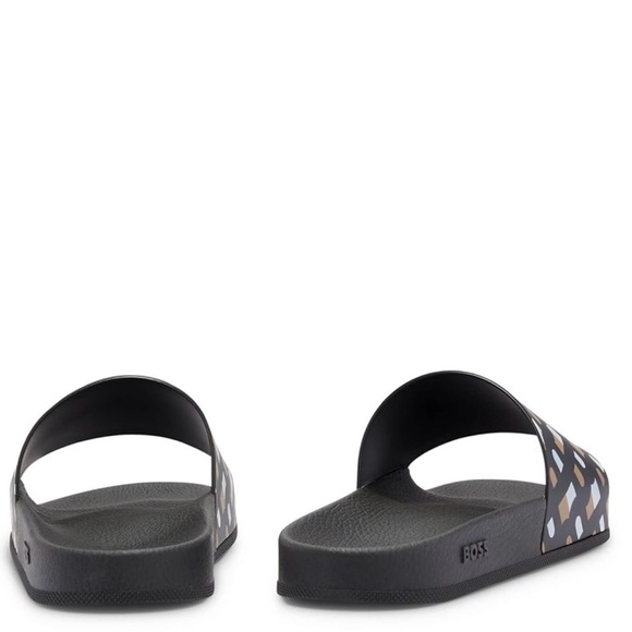 NWT BOSS Mens Bay it Monogram slides with contoured footbed Size size 42